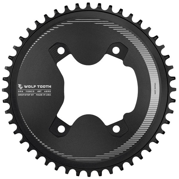 Wolf Tooth Components Aero GRX Chainring, ST, 110BCD (4-Bolt) 48T, Black-0