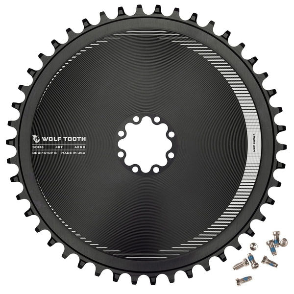 Wolf Tooth Components Aero Chainring, 8-Bolt, Drop-Stop B, 46T, Blk-0