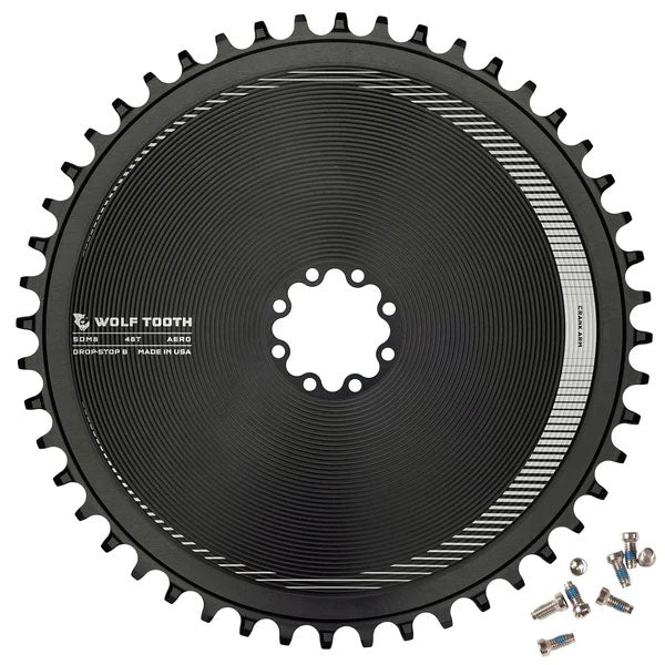 Wolf Tooth Components Aero Chainring, 8-Bolt, Drop-Stop B, 48T, Blk-0