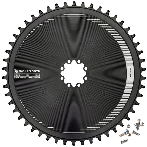 Wolf Tooth Components Aero Chainring, 8-Bolt, Drop-Stop B, 50T, Blk-0