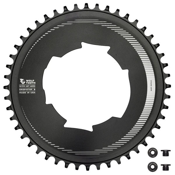 Wolf Tooth Components Aero Chainring, 107 BCD, Drop-Stop B, 48T, Blk-0