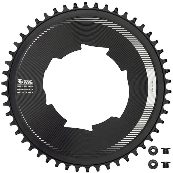Wolf Tooth Components Aero Chainring, 107 BCD, Drop-Stop B, 50T, Blk-0