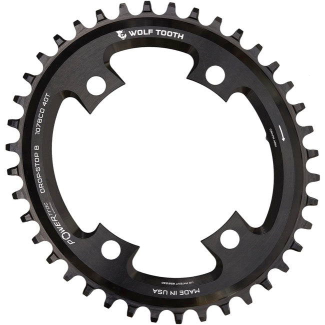 Wolf Tooth Components 107 BCD Elliptical Road Chainring (Flat Top), 42T, Blk-0
