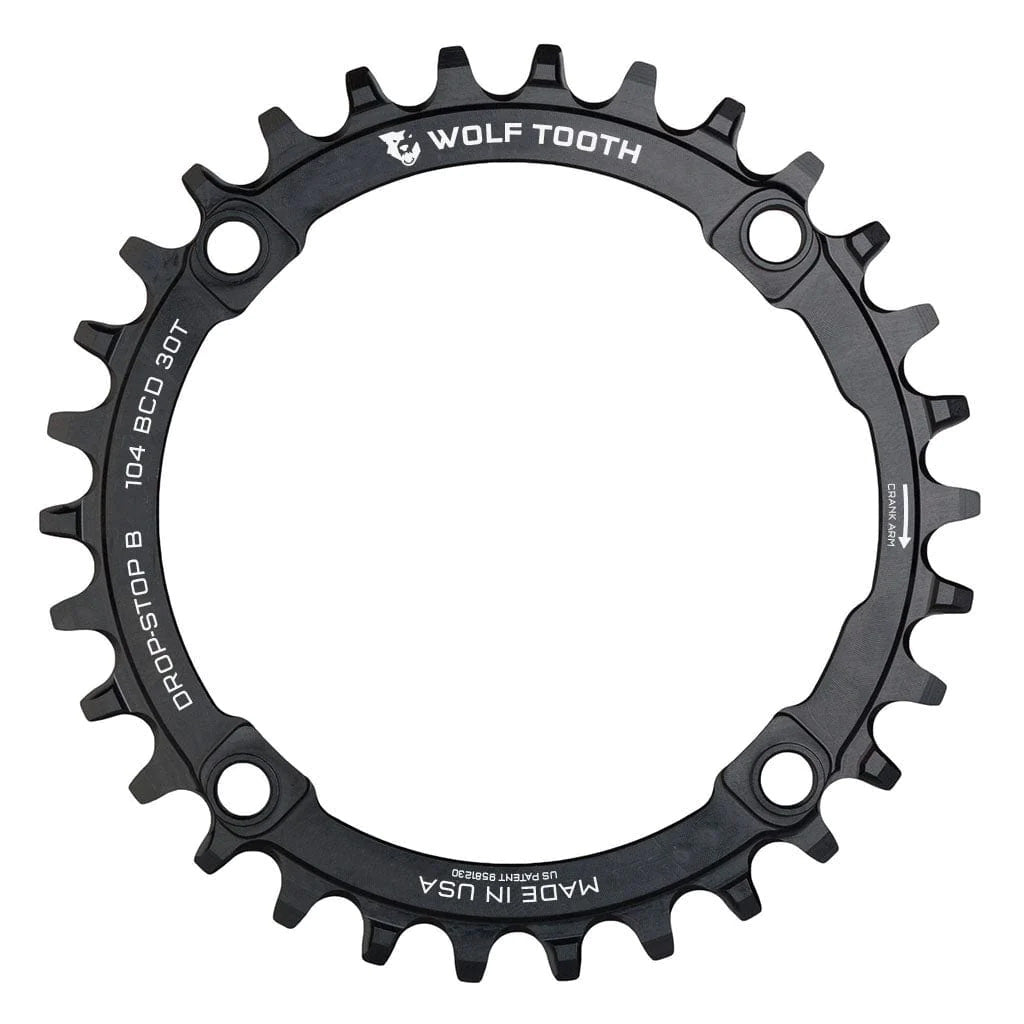Wolf Tooth Components 104 Chainring, 104BCD 30T, DropStop B, Black-0