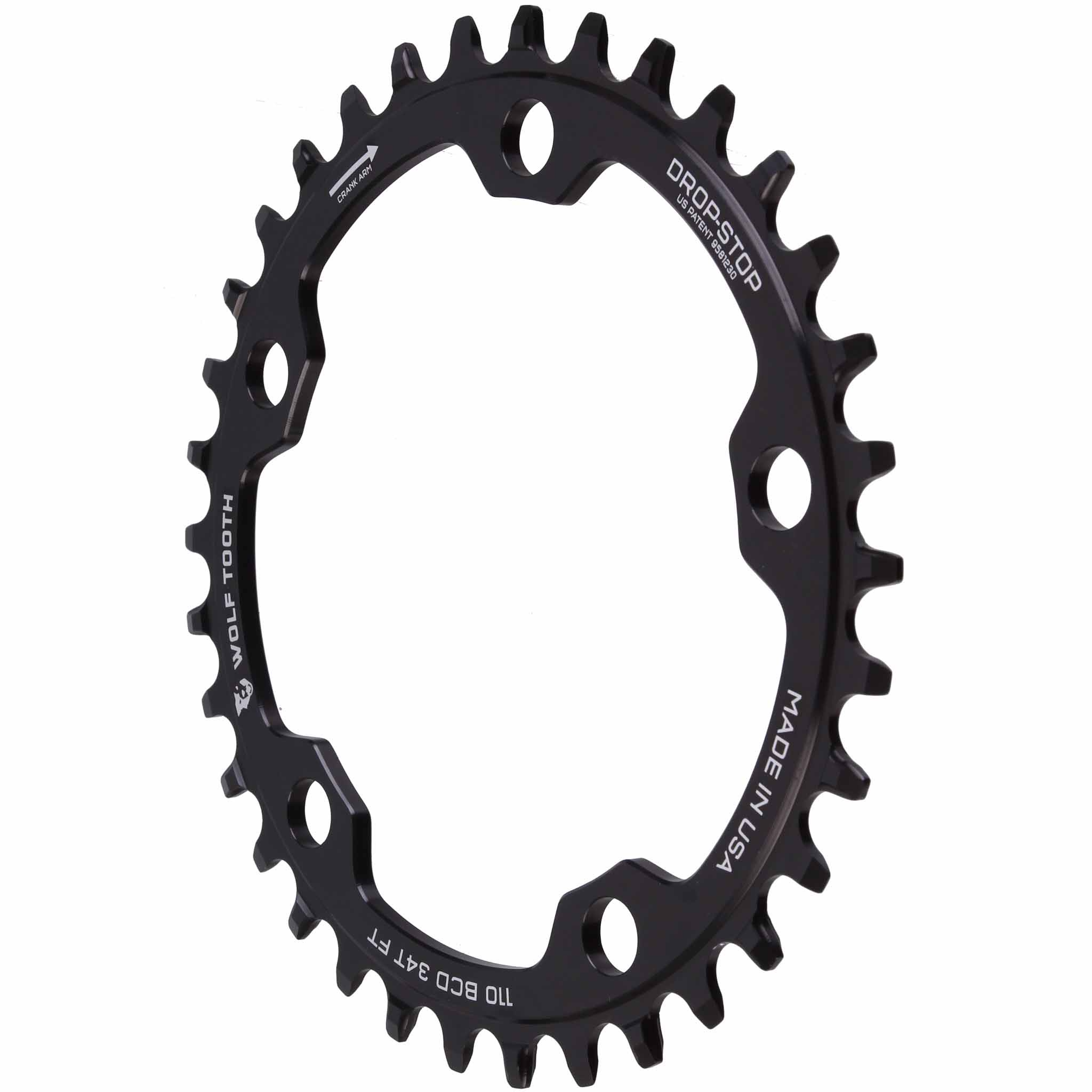 Wolf Tooth Components 5x110BCD CX/Road (Flat Top) Chainring, 34T, Black-0