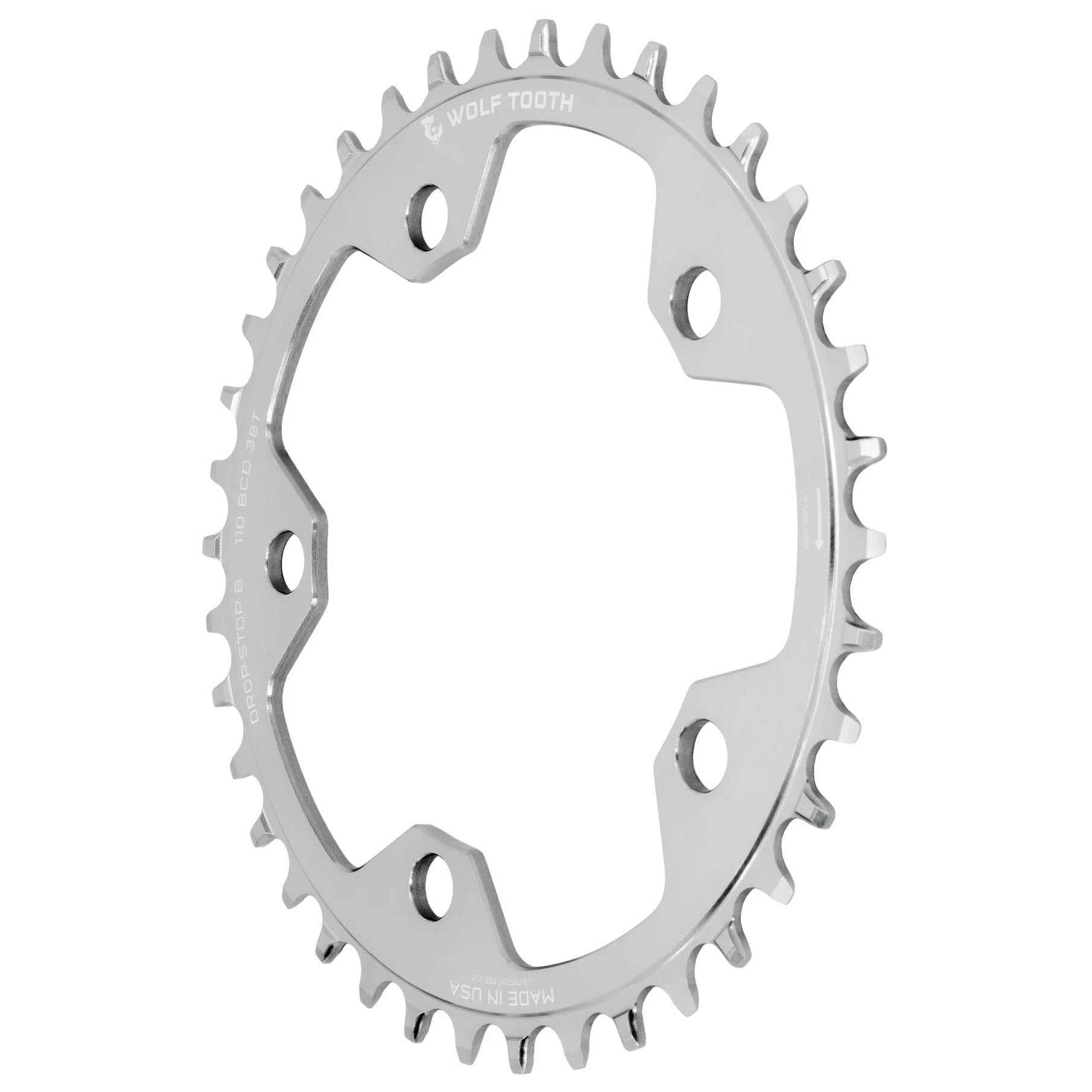 Wolf Tooth Components 5x110BCD CX/Road (Flat Top) Chainring, 38T, Silver-0