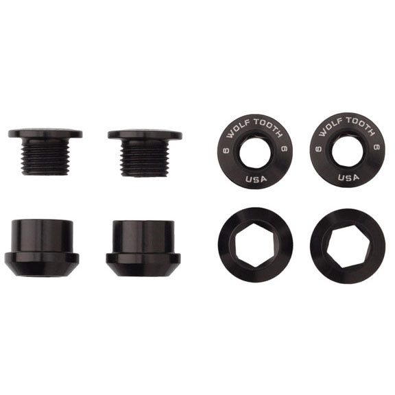 Wolf Tooth Components Single Chainring Bolt/Nut Set, 4pc, Black-0