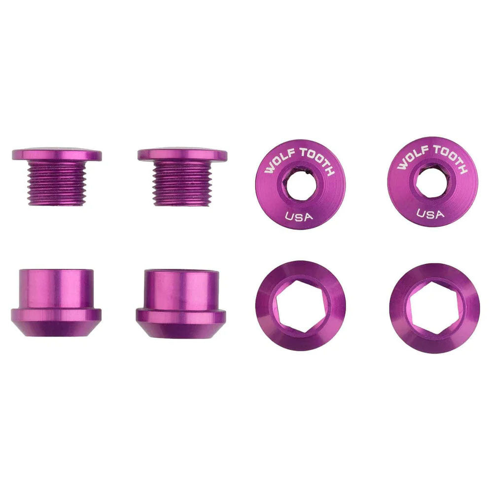 Wolf Tooth Components Single Chainring Bolt/Nut Set, 4pc, Ultraviolet Purple-0