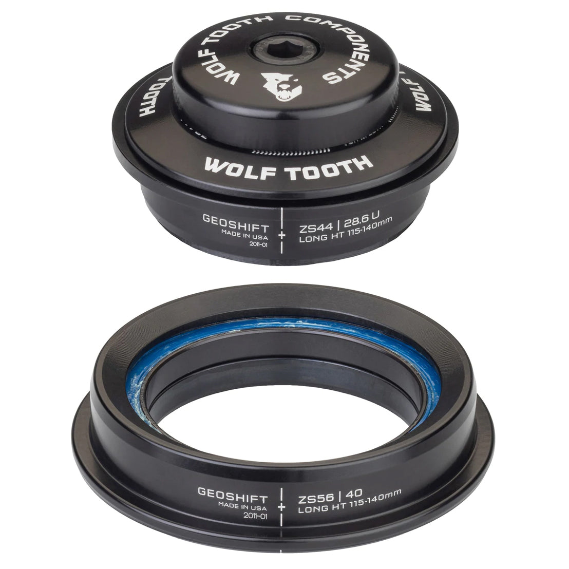 Wolf Tooth Components GeoShift Headset ZS44 Upper/ZS56 Lower (Perf), Long-0