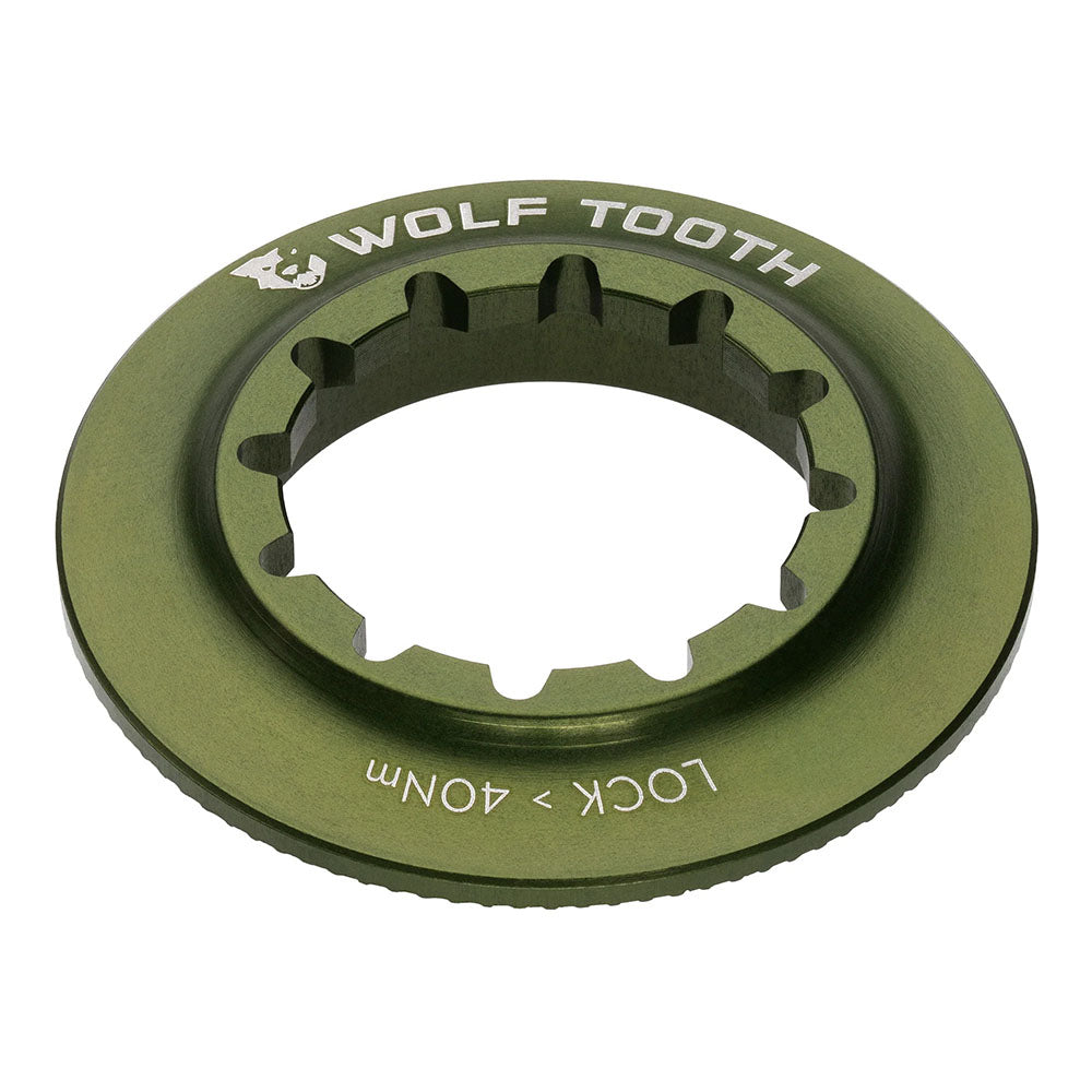 Wolf Tooth Components Center Lock Rotor Lockring, Internal Spline, Olive-0