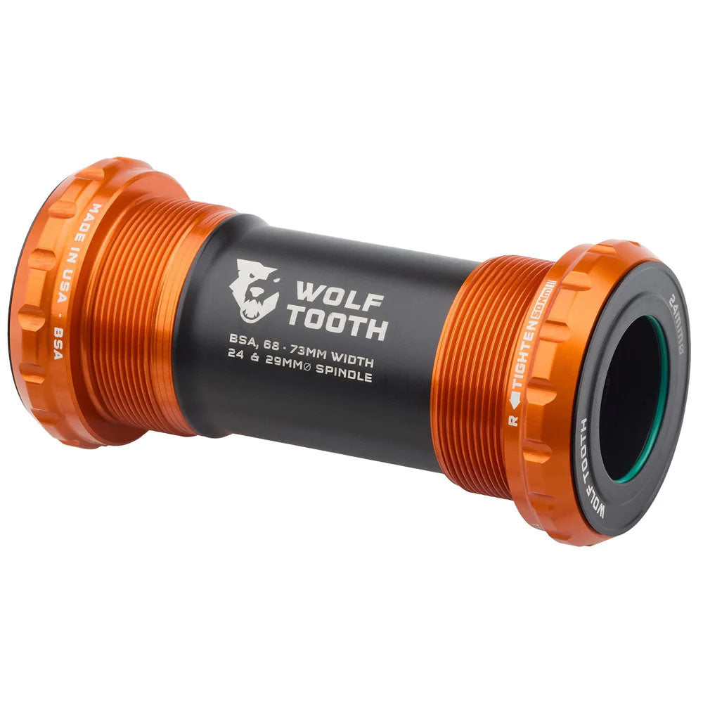 Wolf Tooth Components Bottom Bracket, BSA Shell, 24mm for Shimano, Orange-0