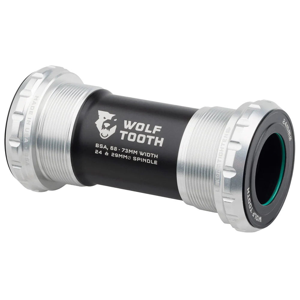 Wolf Tooth Components Bottom Bracket, BSA Shell, 24mm for Shimano, Raw Silve-0
