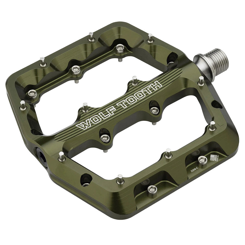 Wolf Tooth Components Waveform Platform Pedal, Large, Olive-0