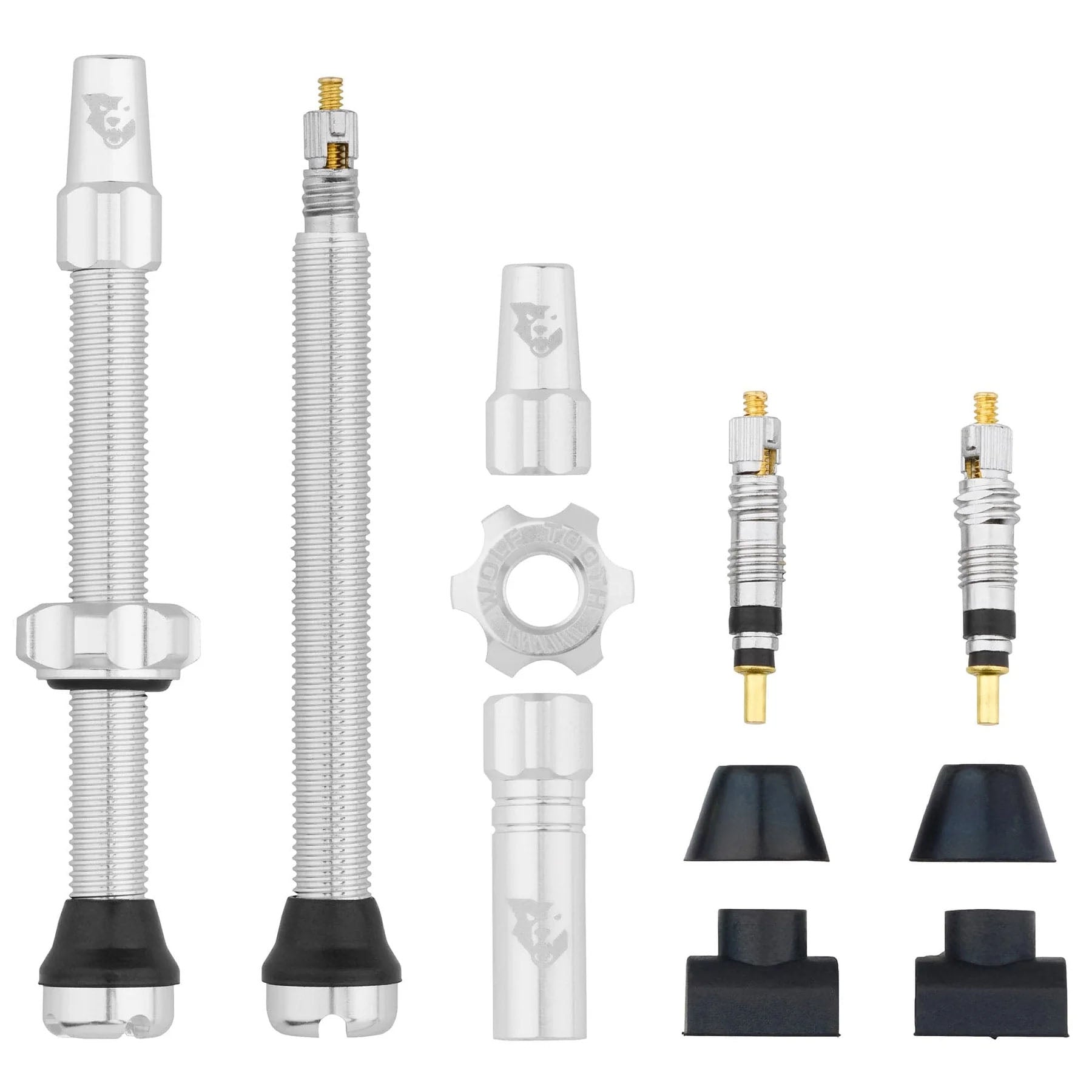 Wolf Tooth Components Tubeless Valve Stem Kit, 60mm, Raw Silver-0