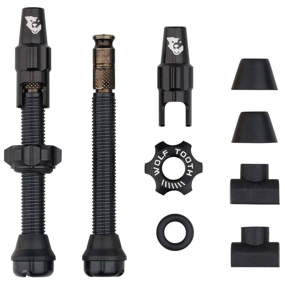 Wolf Tooth Components Tubeless Valve Stem Kit, Clik Valve, 44mm, Black-0