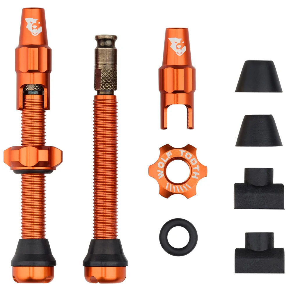 Wolf Tooth Components Tubeless Valve Stem Kit, Clik Valve, 44mm, Orange-0