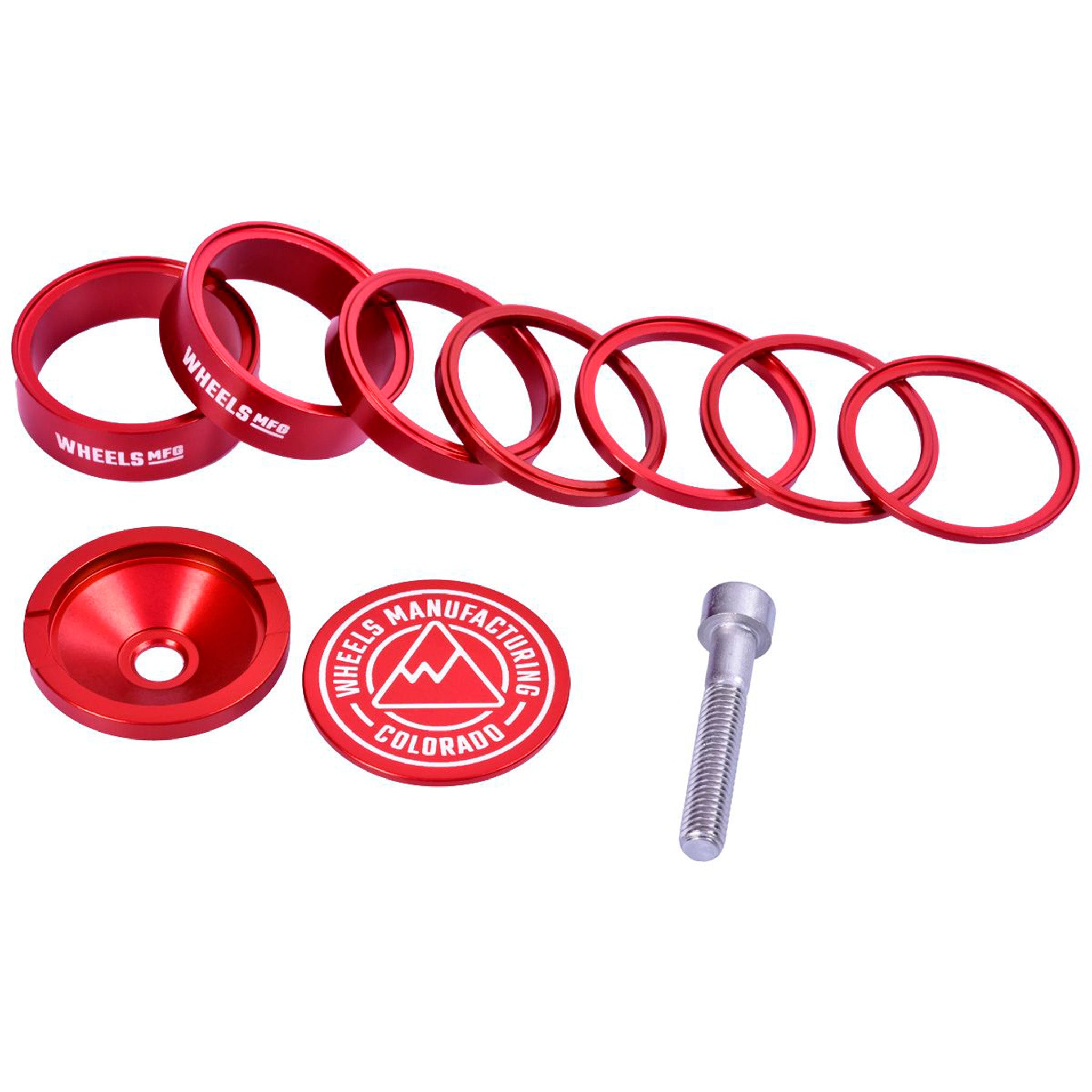 Wheels Mfg StackRight Pro Headset Spacer Kit, 1-1/8" Red  NLS-0