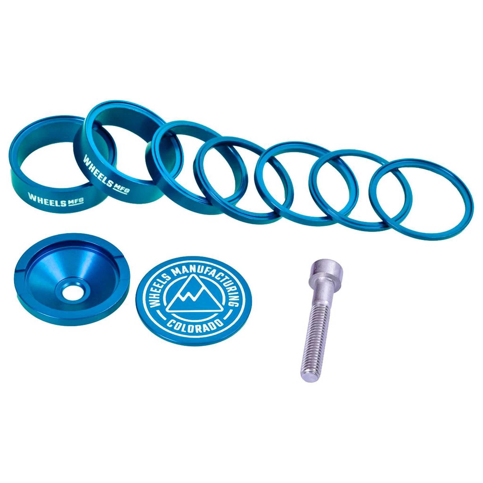 Wheels Mfg StackRight Pro Headset Spacer Kit, 1-1/8" Teal  NLS-0