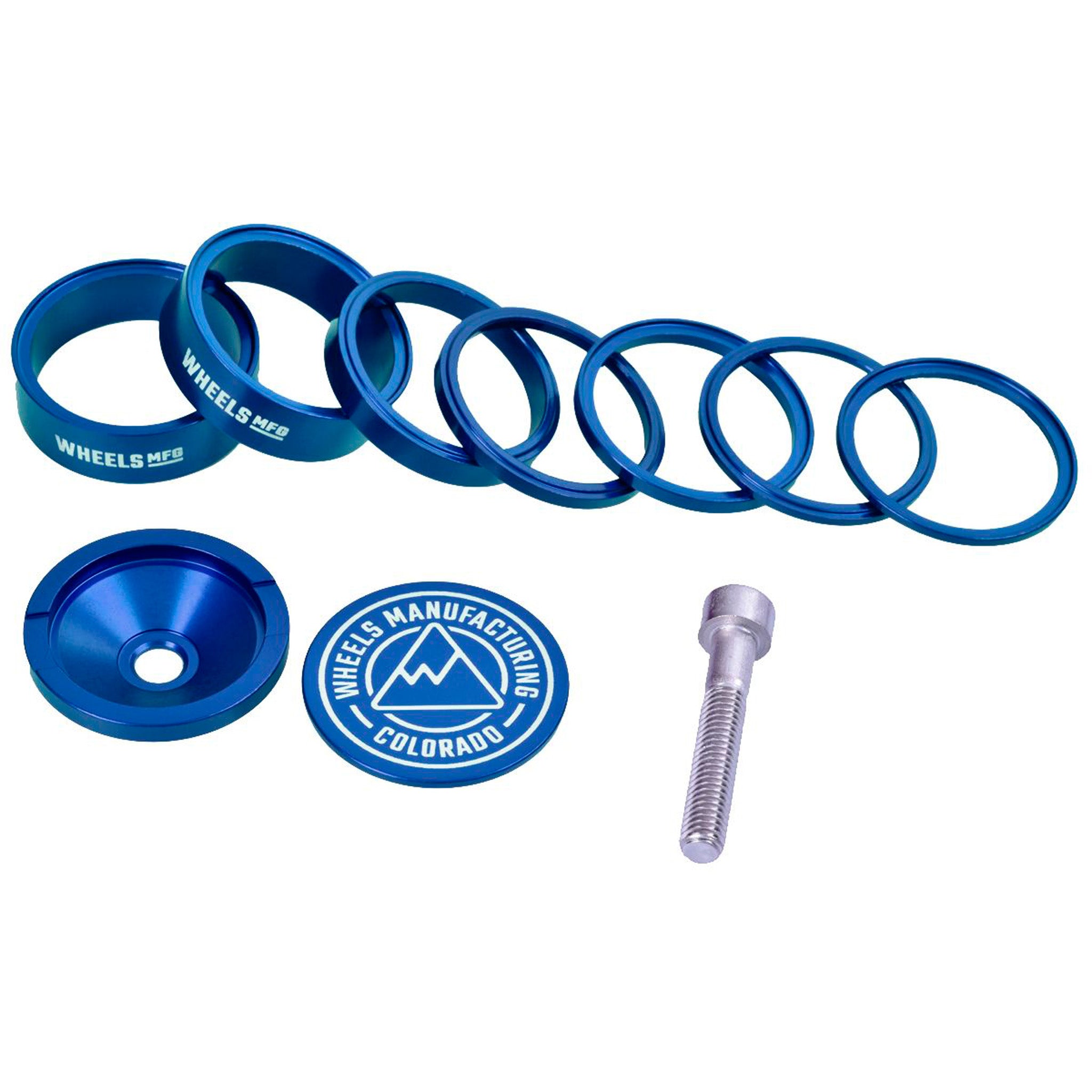 Wheels Mfg StackRight Pro Headset Spacer Kit, 1-1/8" Blue  NLS-0