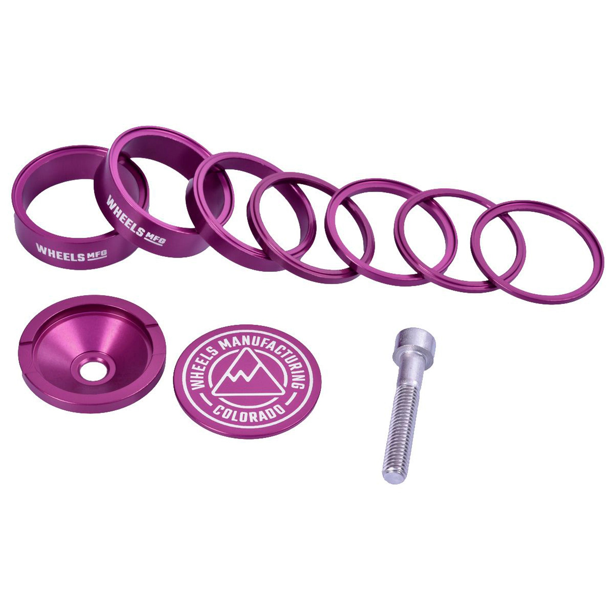 Wheels Mfg StackRight Pro Headset Spacer Kit, 1-1/8" Purple  NLS-0