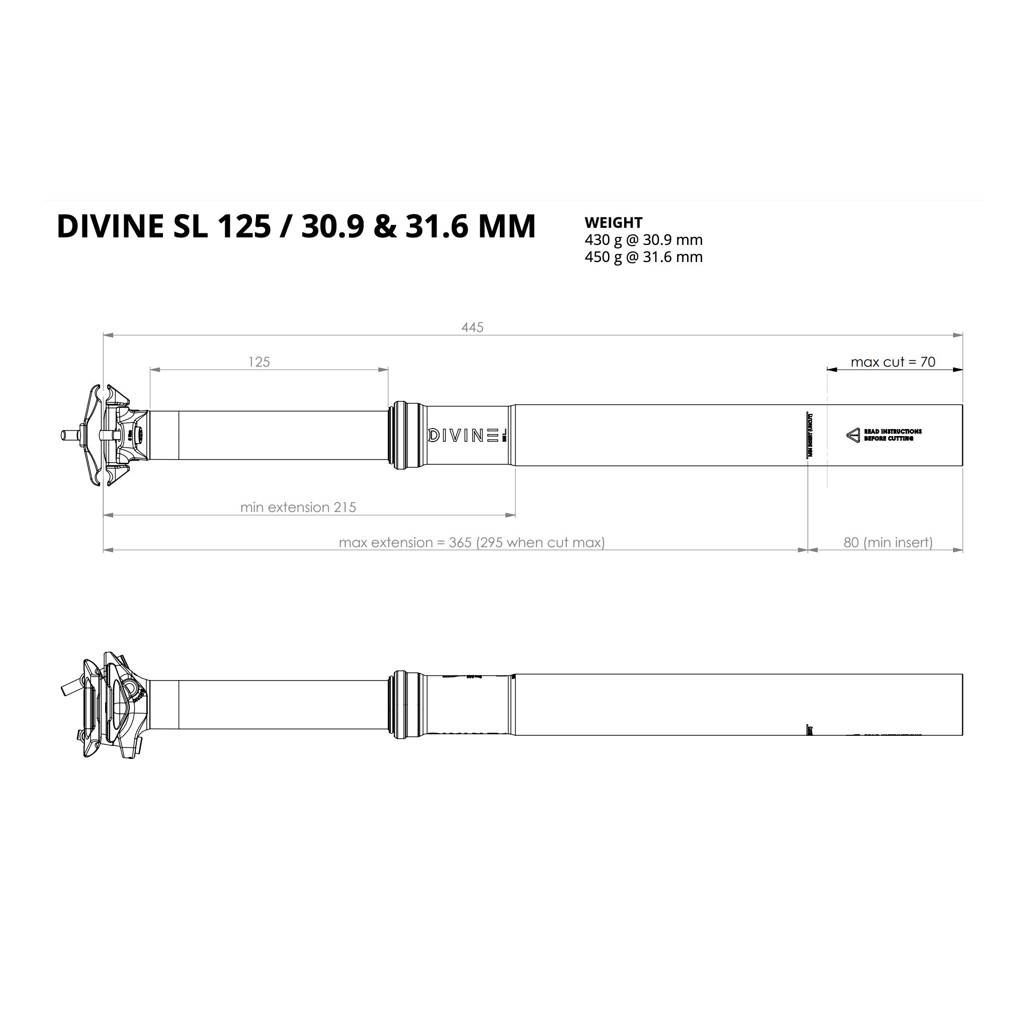 Bike Yoke Divine SL Seatpost Without Remote (125)30.9x445mm-1